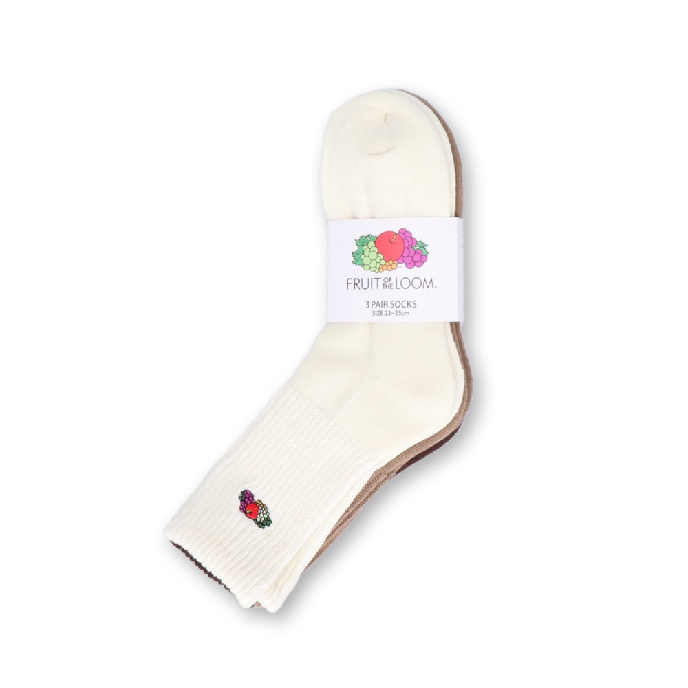 クォーター丈 3Pセット リッチェル編み刺繍ソックス A 23?25cm