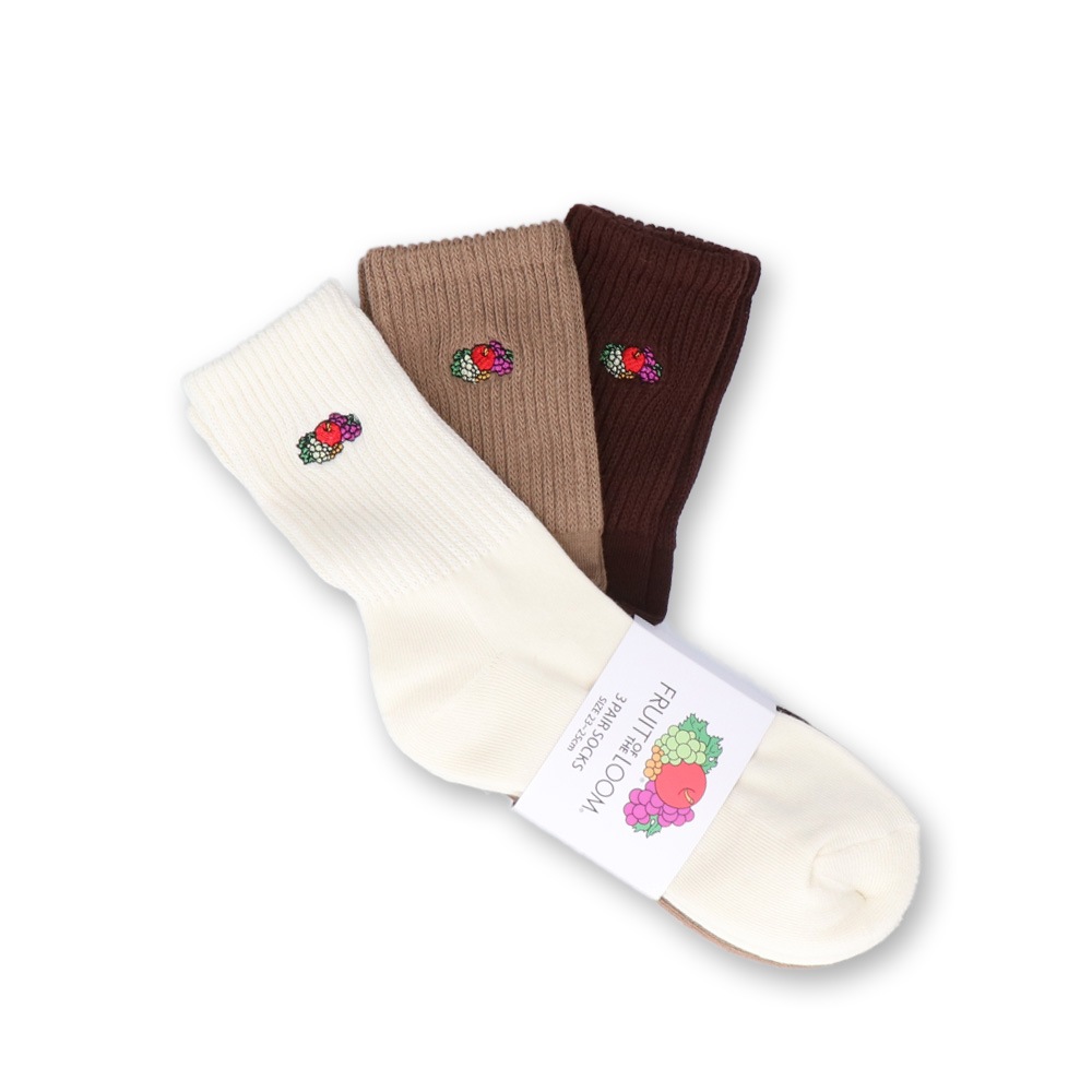クォーター丈 3Pセット リッチェル編み刺繍ソックス A 23?25cm