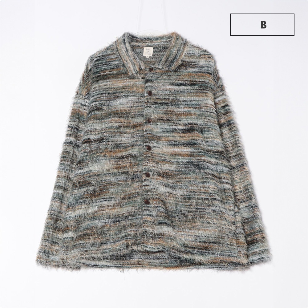 モヘアライクマルチカラーシャツニット