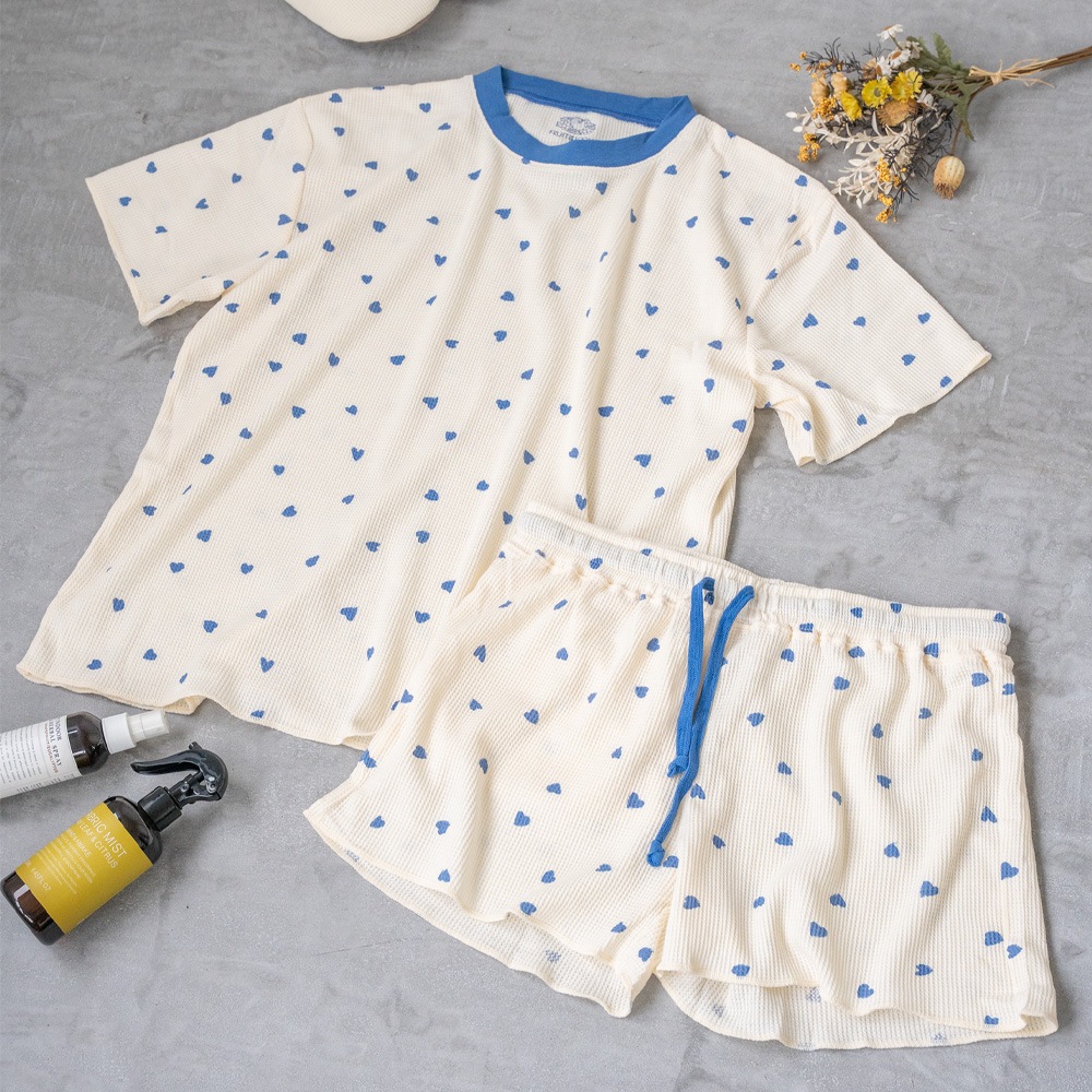 FTL ハート柄ワッフル半袖ルームウェア | FRUIT OF THE LOOM