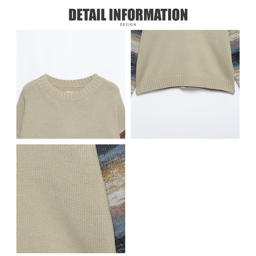 グラデーションスリーブ クルーネックニット