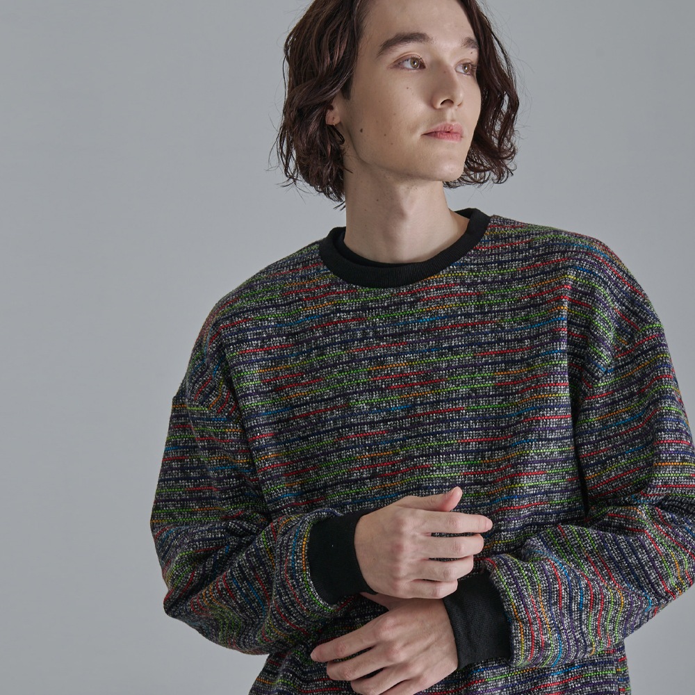 ミックスカラーボーダー クルーネック