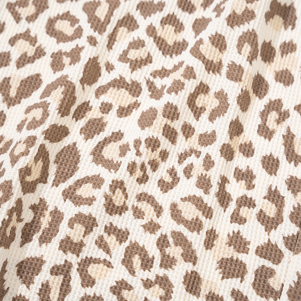 アニマルスキン柄 ワッフル ルームウェア 長袖上下セット