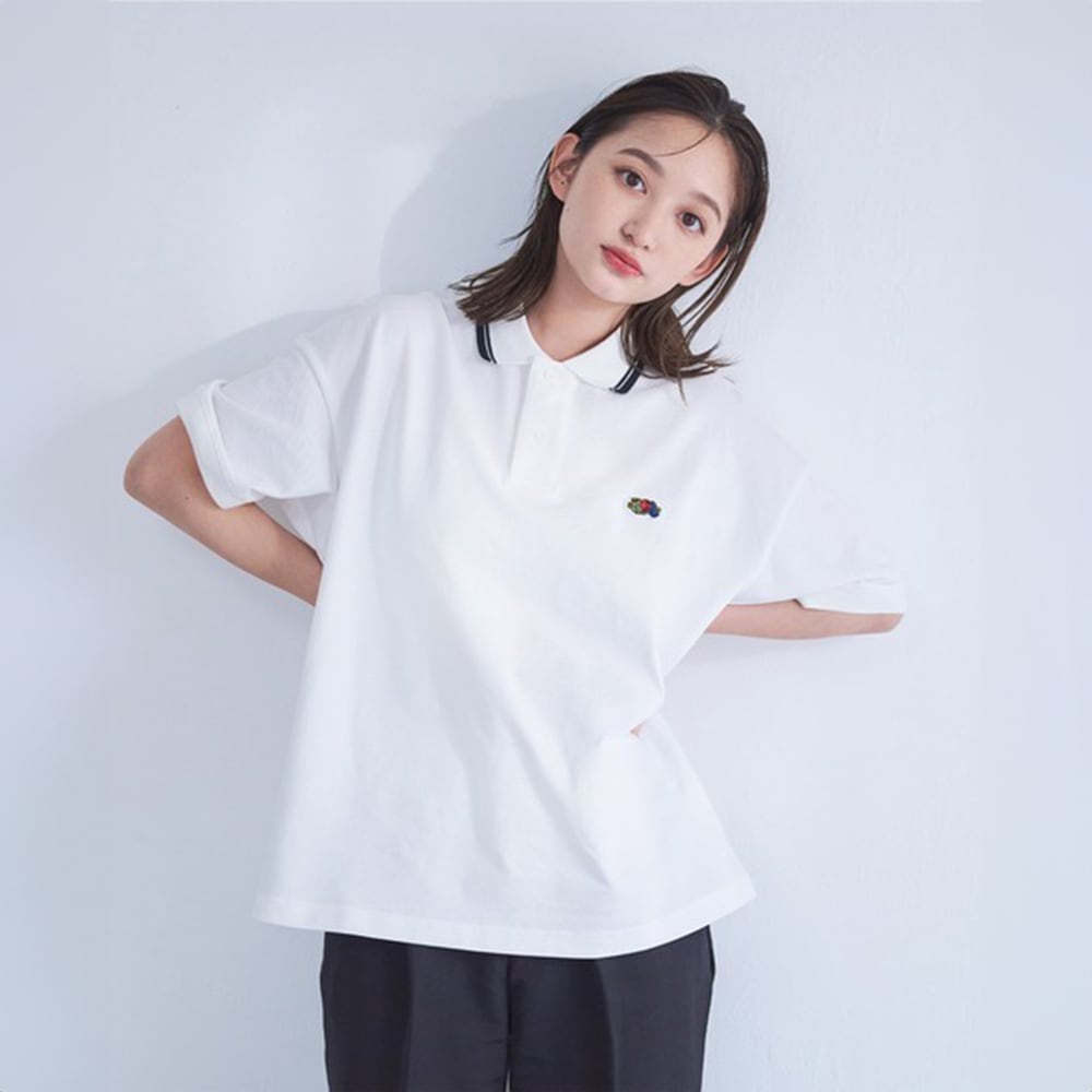 FRUIT OF THE LOOM ワンポイント刺繍 オーバーサイズ鹿の子ポロシャツ