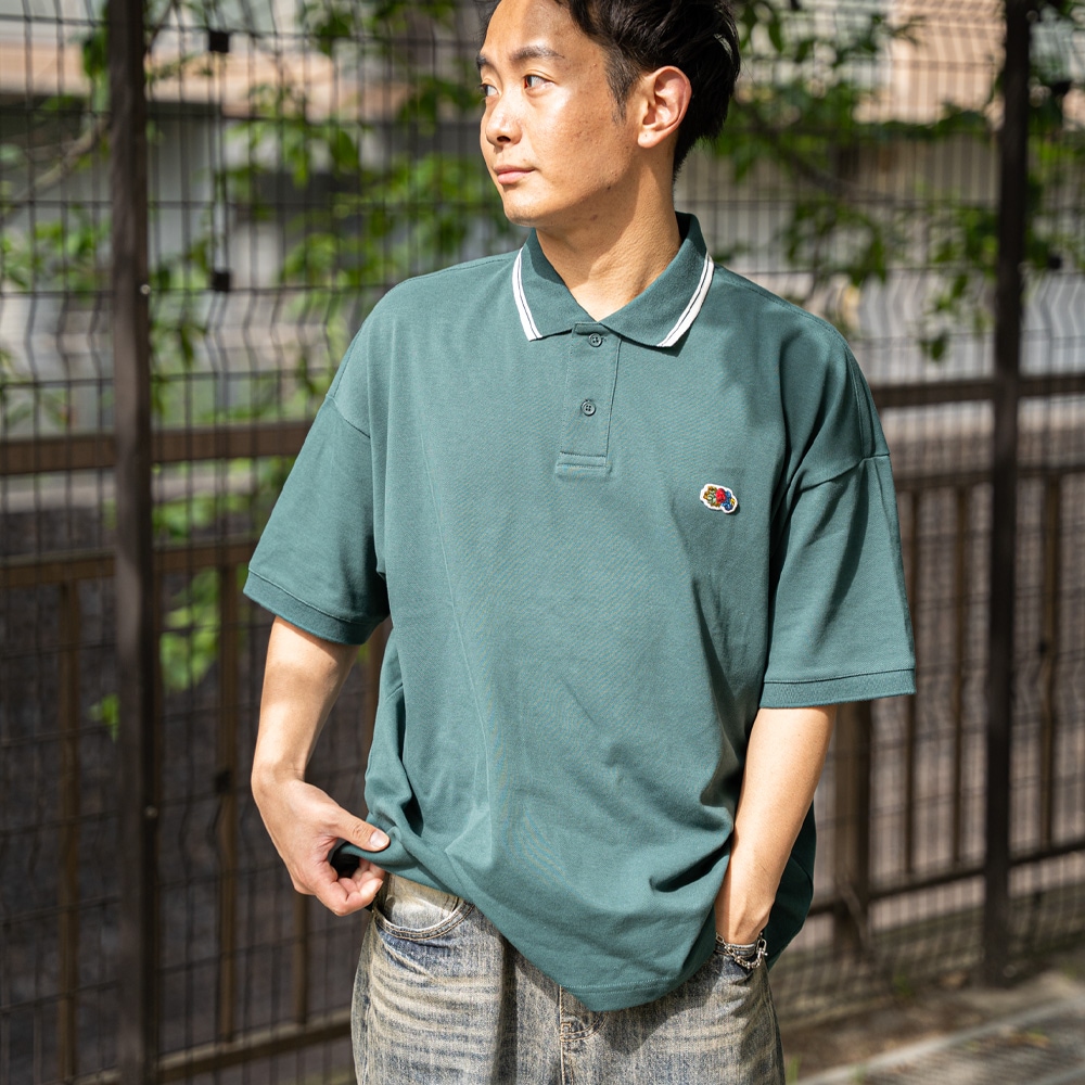 FRUIT OF THE LOOM ワンポイント刺繍 オーバーサイズ鹿の子ポロシャツ