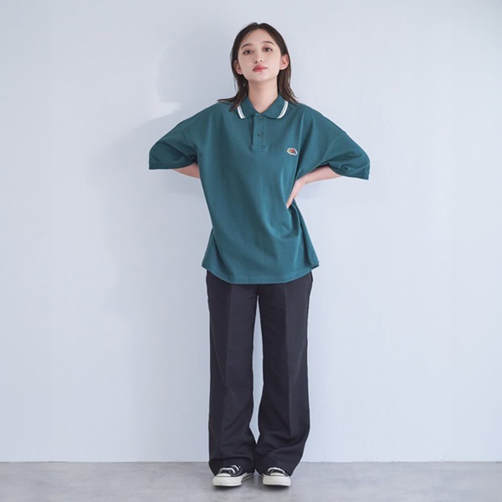 FRUIT OF THE LOOM ワンポイント刺繍 オーバーサイズ鹿の子ポロシャツ