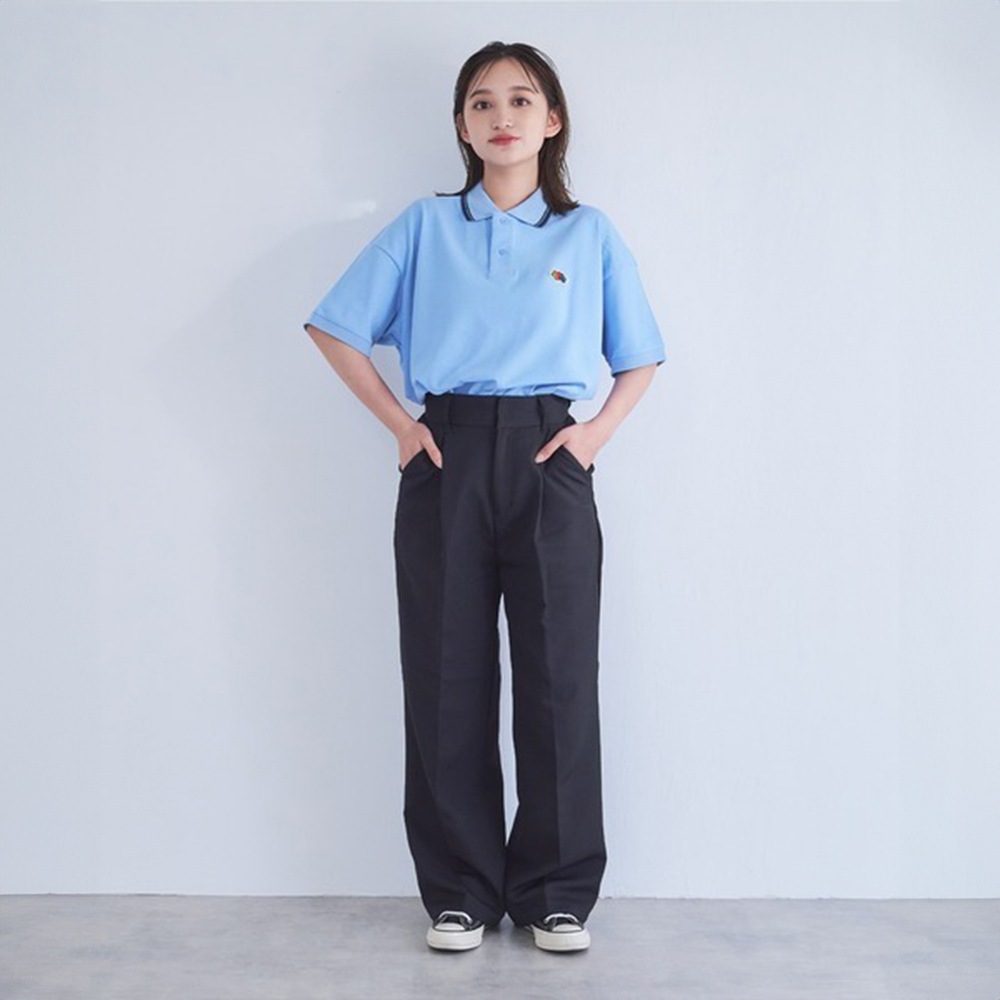 FRUIT OF THE LOOM ワンポイント刺繍 オーバーサイズ鹿の子ポロシャツ
