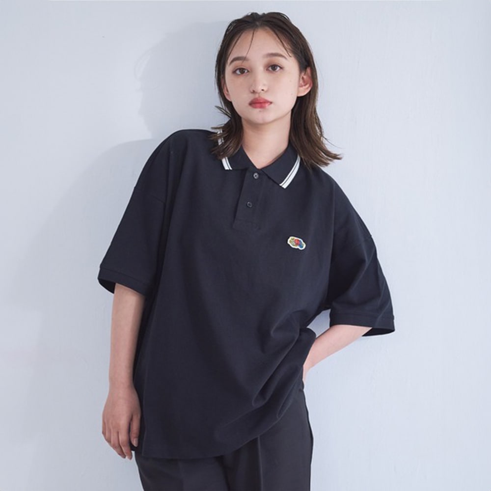 FRUIT OF THE LOOM ワンポイント刺繍 オーバーサイズ鹿の子ポロシャツ