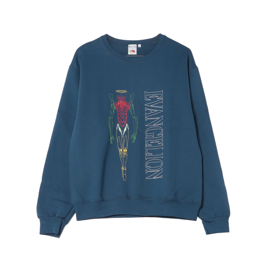 FTL×EVA 刺繍クルーネックスウェット NVY