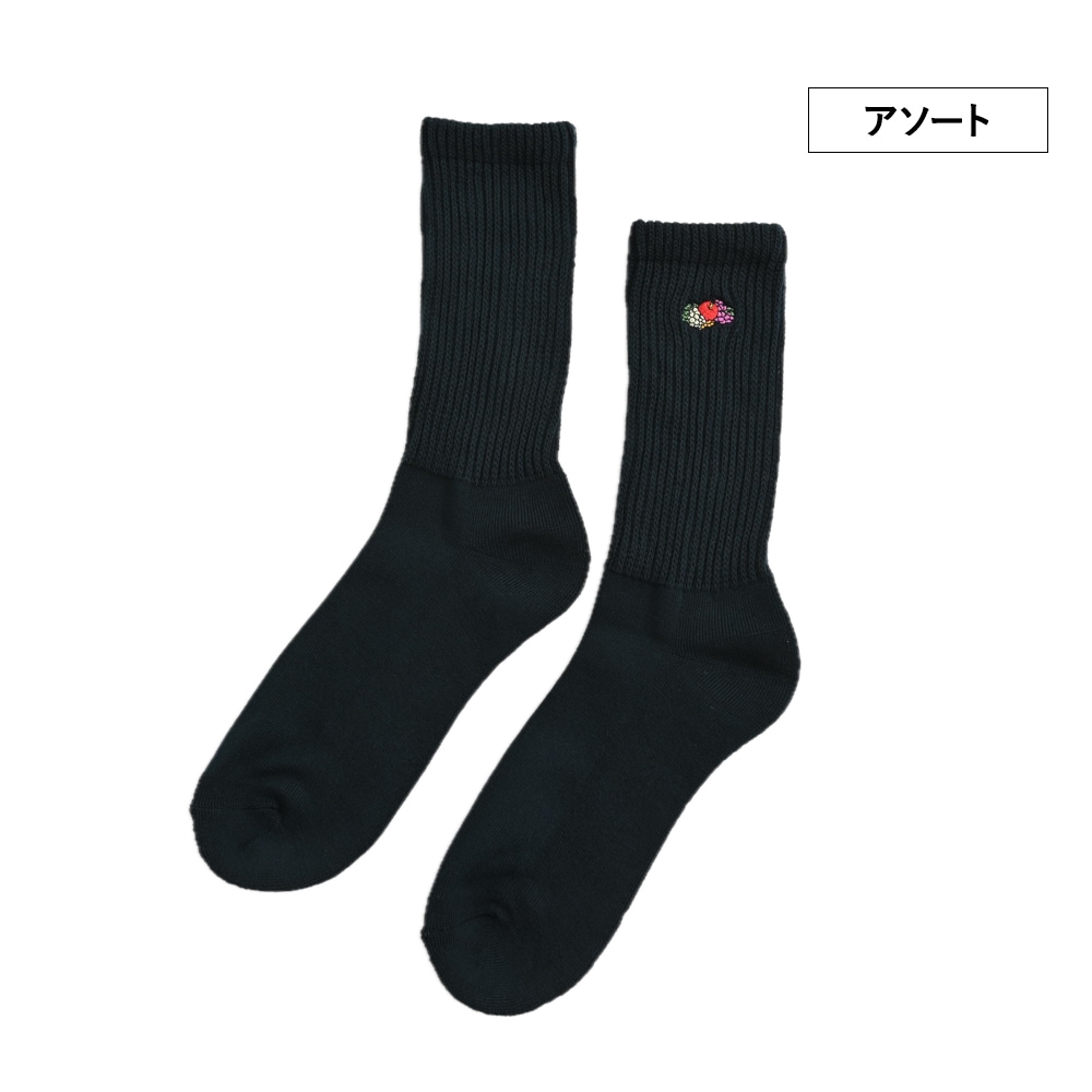 ゆるリッチェル ロゴ刺繍 クルー丈ソックス 3P (25-27cm)
