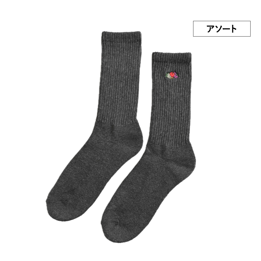 ゆるリッチェル ロゴ刺繍 クルー丈ソックス 3P (25-27cm)