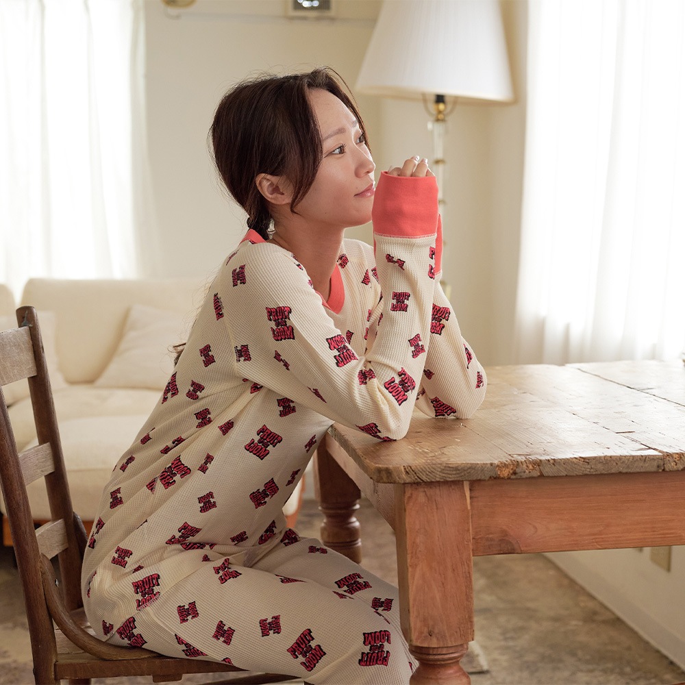 FTL ワッフルルーム長袖上下波打ちロゴ | ルームウェア・ナイトウェア