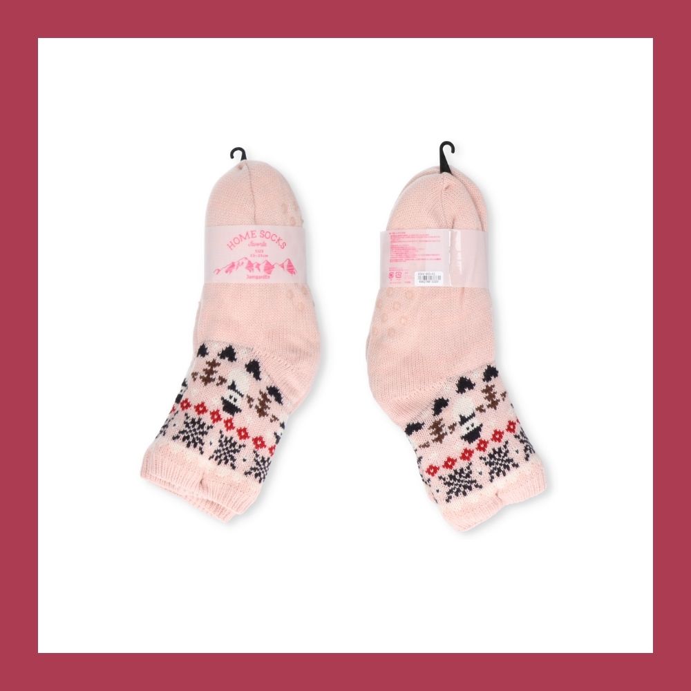 【毎年人気!】裏ボアホームソックス 雪だるまノルディック クルー丈