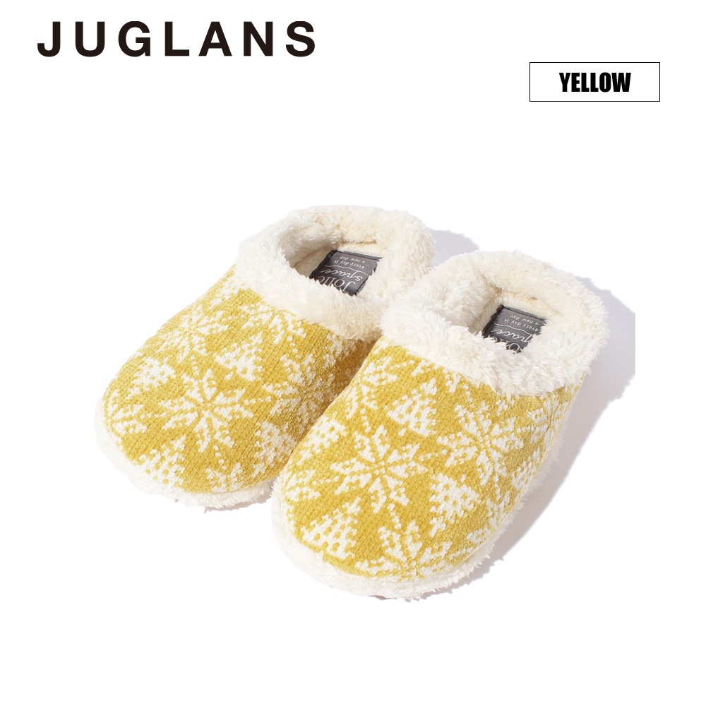 モール糸編み柄ルームシューズ