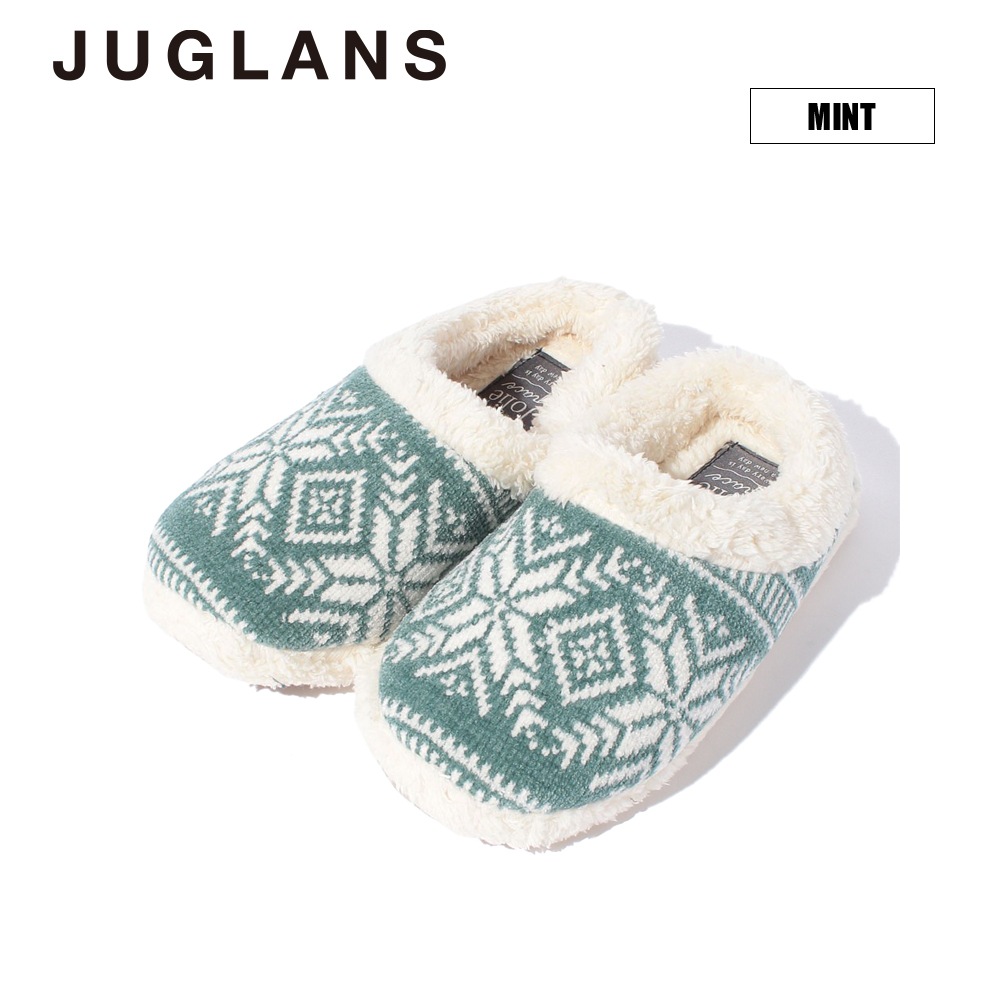 モール糸編み柄ルームシューズ