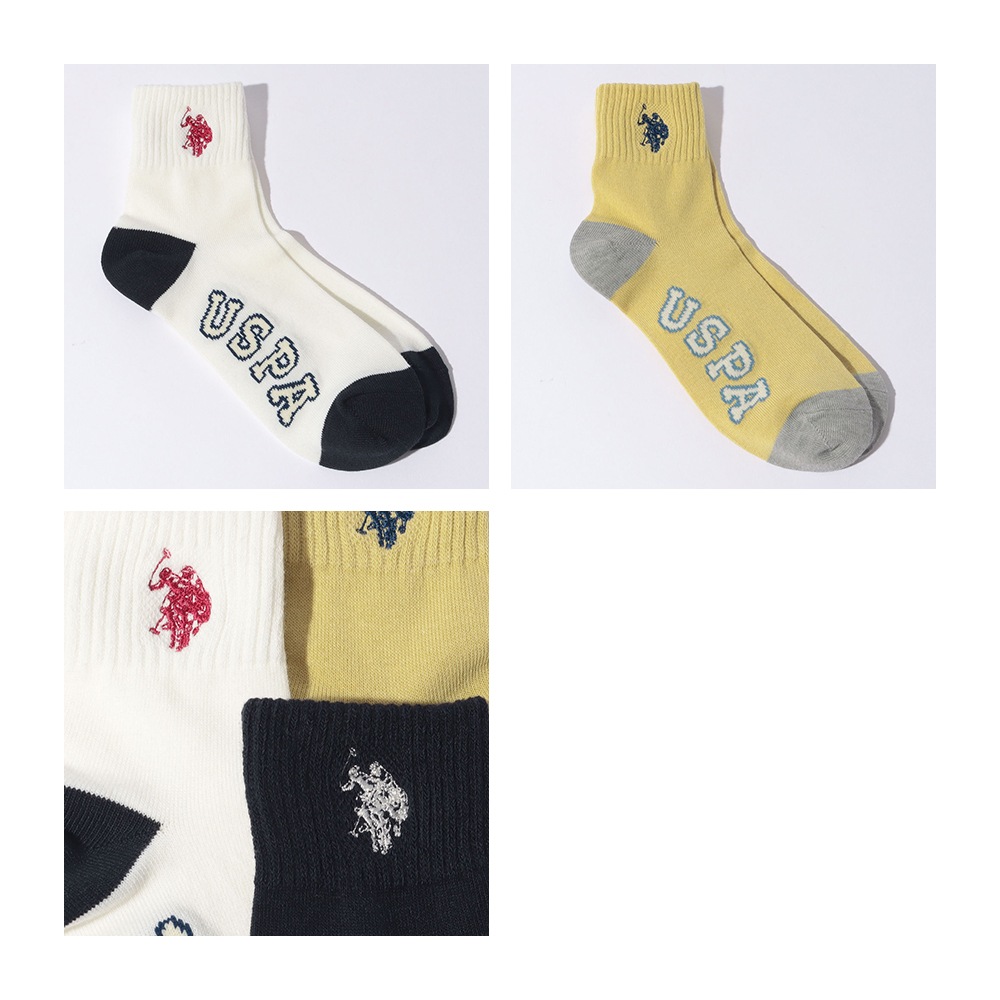 Q.USPA 足底アーチロゴ刺繍3P