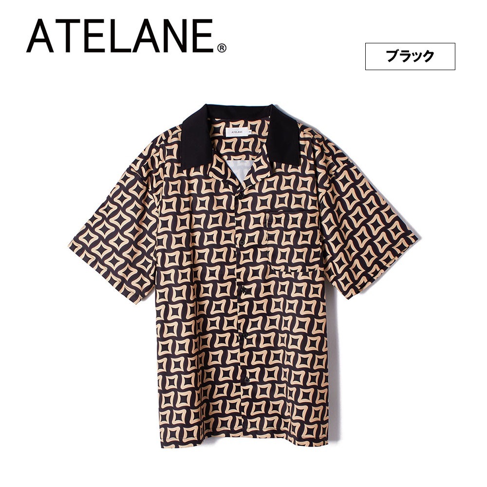 V-CASTLE ダイヤ柄 オープンカラーシャツ ロカシャツ ミッドセンチュリー V-CASTLE ダイヤ柄 オープンカラーシャツ ロカシャツ ミッド