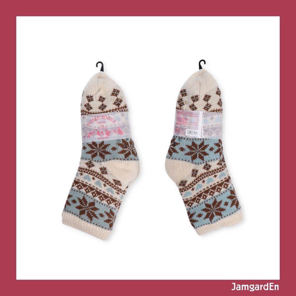 【毎年人気!】裏ボアホームソックス 雪柄ノルディック クルー丈