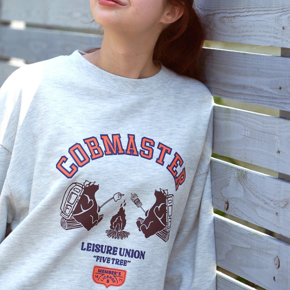 焚火クマ パウダー加工スウェット