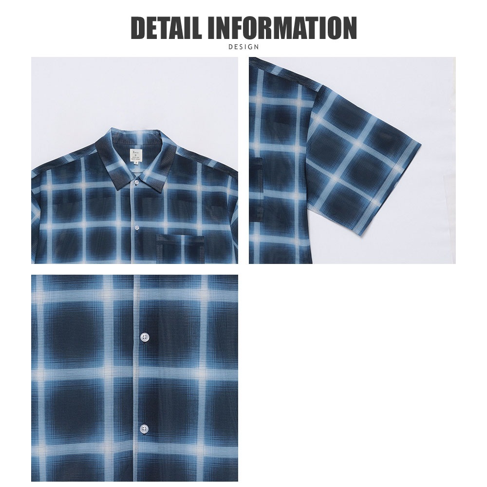 マイクロメッシュオンブレチェックプリントssシャツ | アパレル