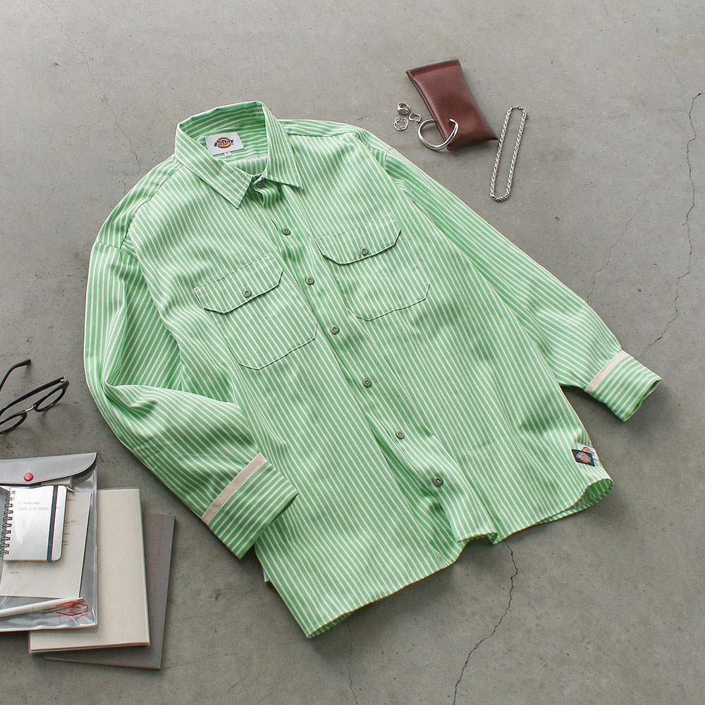 LONG SLEEVE WIDE WORK STRIPE SHIRT | Dickies,トップス | JUGLANS LONG SLEEVE WIDE WORK STRIPE SHIRT | Dickies,トップス | JUGLANS