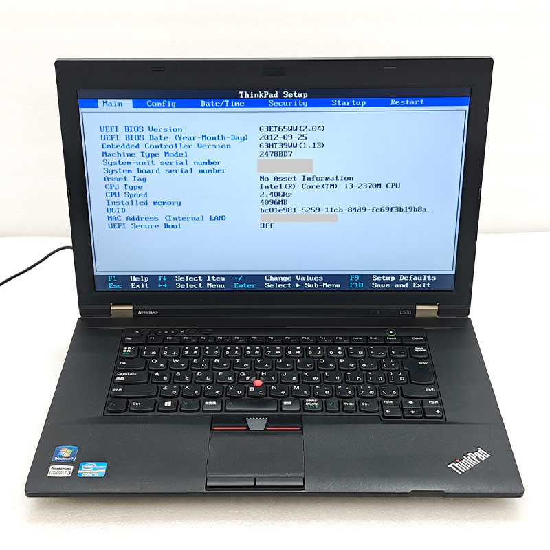ジャンク品 Lenovo ThinkPad L530 ジャンクPC ジャンクパソコン 保証無し OS無し ACアダプタ付属