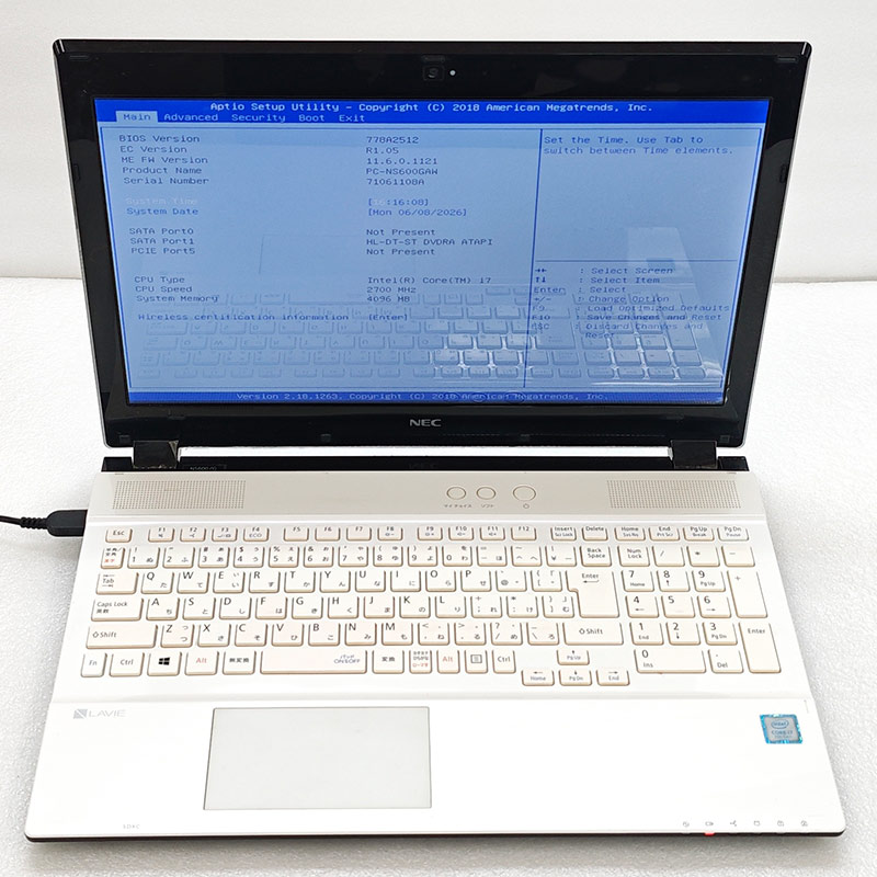ジャンク品 NEC LAVIE PC-NS600GAW ジャンクPC ジャンクパソコン 保証無し OS無し ACアダプタ付属