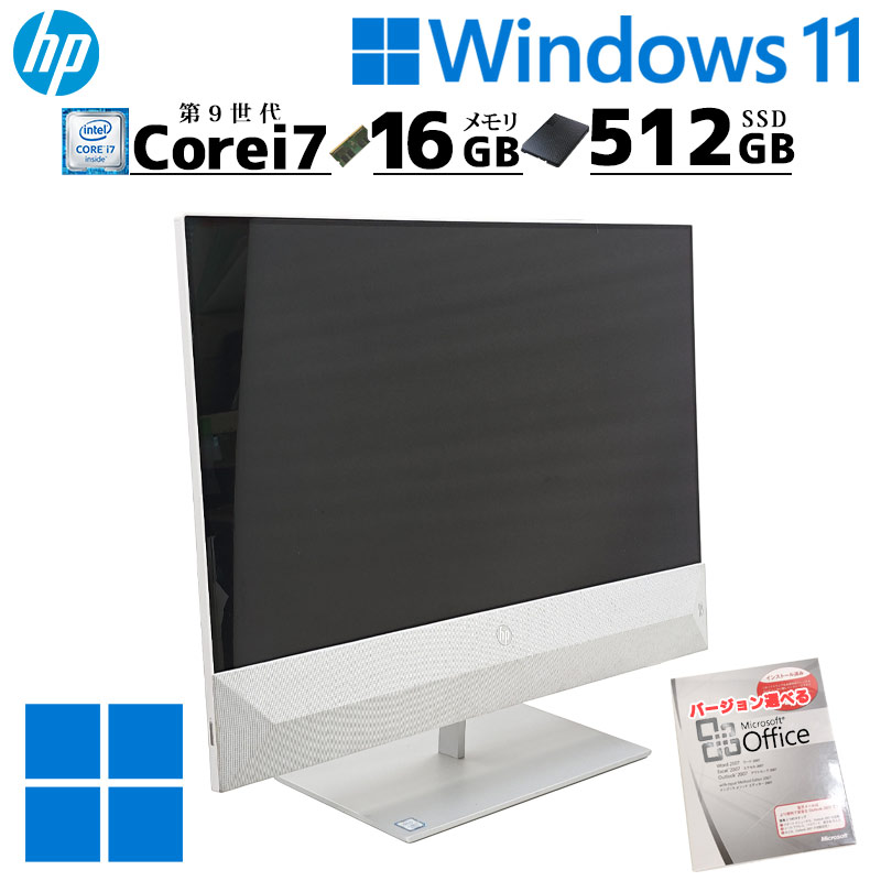 一体型PC 中古デスクトップ Microsoft Office付き HP Pavilion All-in-One 24-xa0xxx Windows11 Pro Core i7 9700T メモリ 16GB SSD 512GB 24型 無線LAN Wi-Fi 本体 / 3ヶ月保証 中古デスクトップパソコン (8237of)