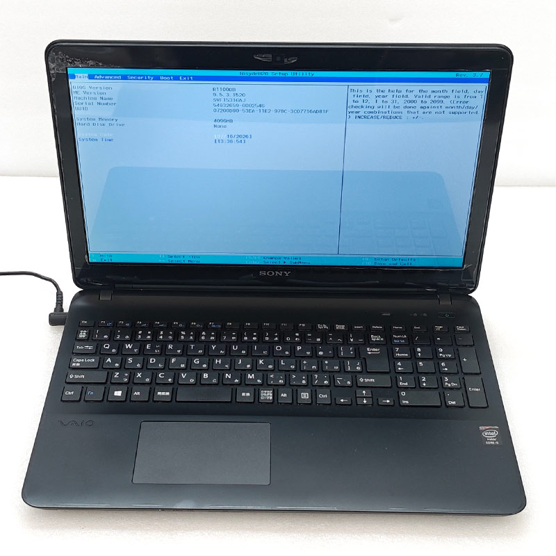 ジャンク品 SONY VAIO Fit 15E SVF1531GAJ ジャンクPC ジャンクパソコン 保証無し OS無し ACアダプタ付属