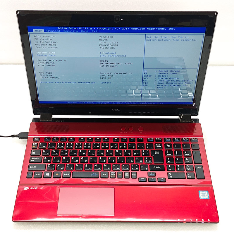ジャンク品 NEC LAVIE PC-NS700GAR ジャンクPC ジャンクパソコン 保証無し OS無し ACアダプタ付属