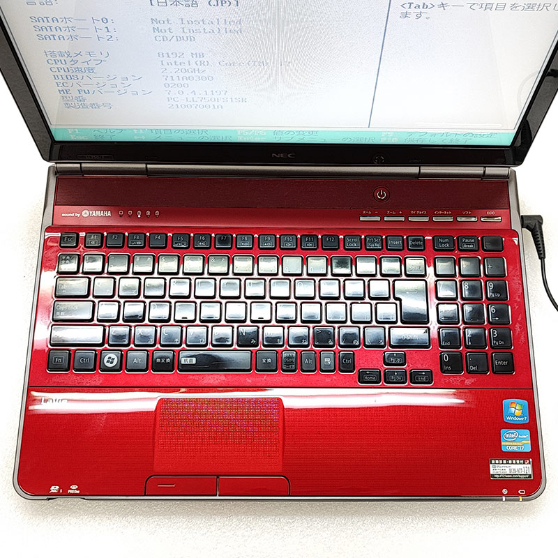 ジャンク)ノートパソコン PC-LL750MSR ジャンク品 NEC LaVie PC