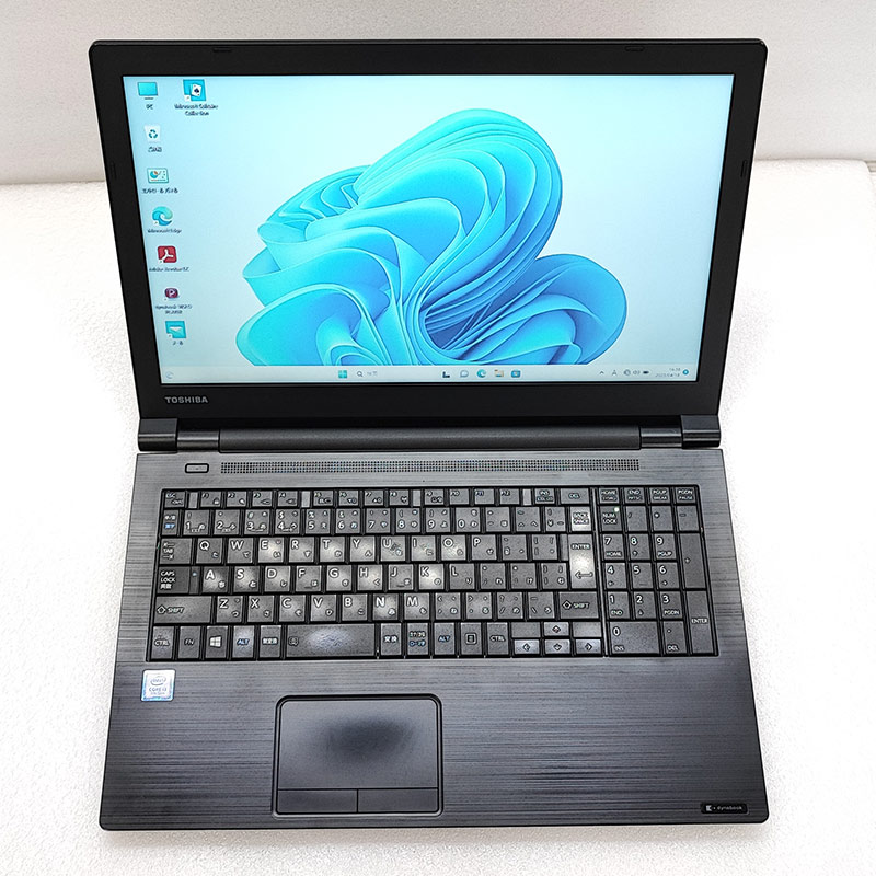 薄型 大画面 中古ノートパソコン 東芝 dynabook B55/M  Windows11 Pro Core i3 7130U メモリ 8GB SSD 256GB DVD-ROM 15.6型 無線LAN 15インチ A4 WPS Office付き (3954a) 3ヵ月保証 / 中古パソコン