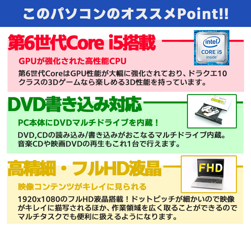 中古ノートパソコン Panasonic Let's note CF-LX5 Windows10Pro Corei5 6300U メモリ4GB HDD320GB DVDマルチ 14型 無線LAN WPS Office (1858) 3ヵ月保証 / 中古パソコン
