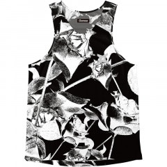Singlet Rose Pattern Black