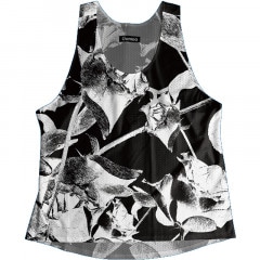 Singlet Rose Pattern Black Ladies