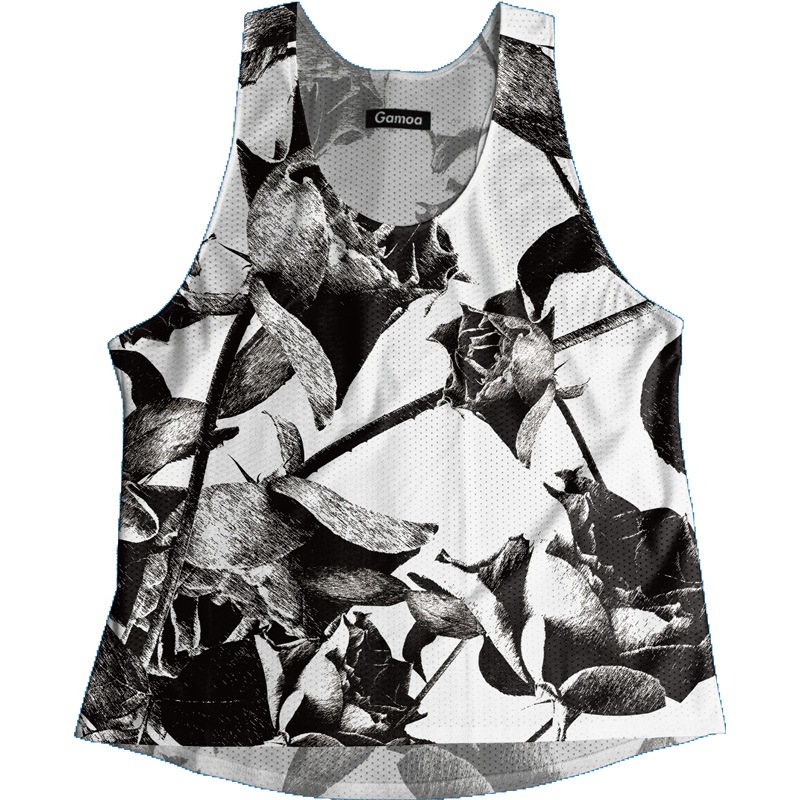 [Easy Order] Singlet Rose Pattern White Ladies