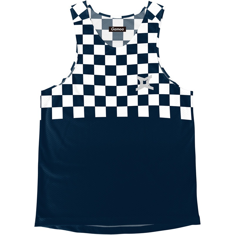 Singlet Block Check Navy Blue