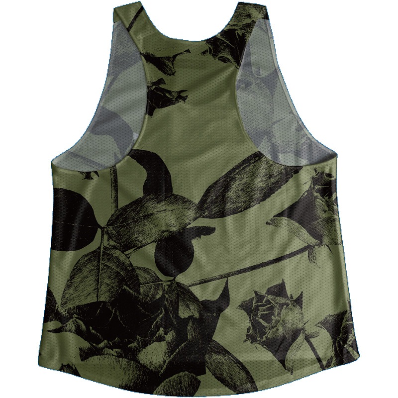 Singlet Rose Pattern Green Ladies