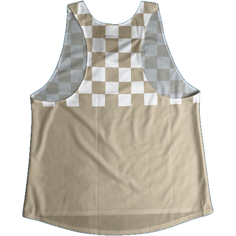 Singlet Block Check Beige Ladies