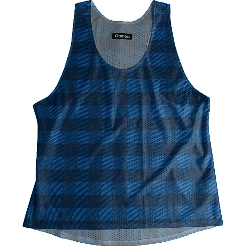 [Easy Order]Singlet Ombre Check Blue