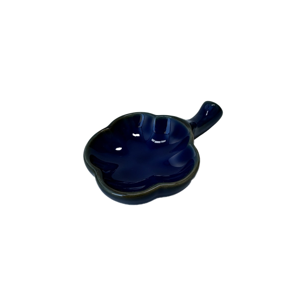 筆置付　陶器墨池　紺
