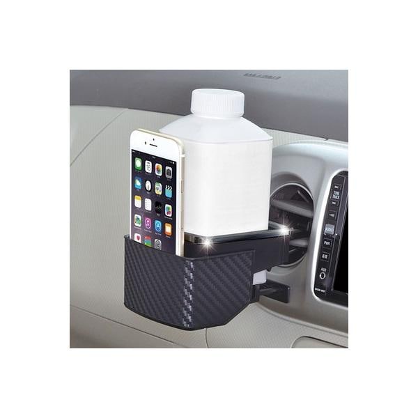 セイワ SEIWA スラントドリンクポケット メタルブラック カーボン柄 W891