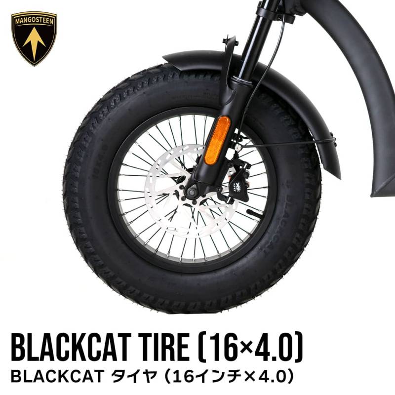 BLACK CAT タイヤ 16×4.0 16インチ FT-02 MINI MANGOSTEEN チューブレスタイヤ 交換用パーツ バイク 前輪 後輪 猫柄 ブラックキャット