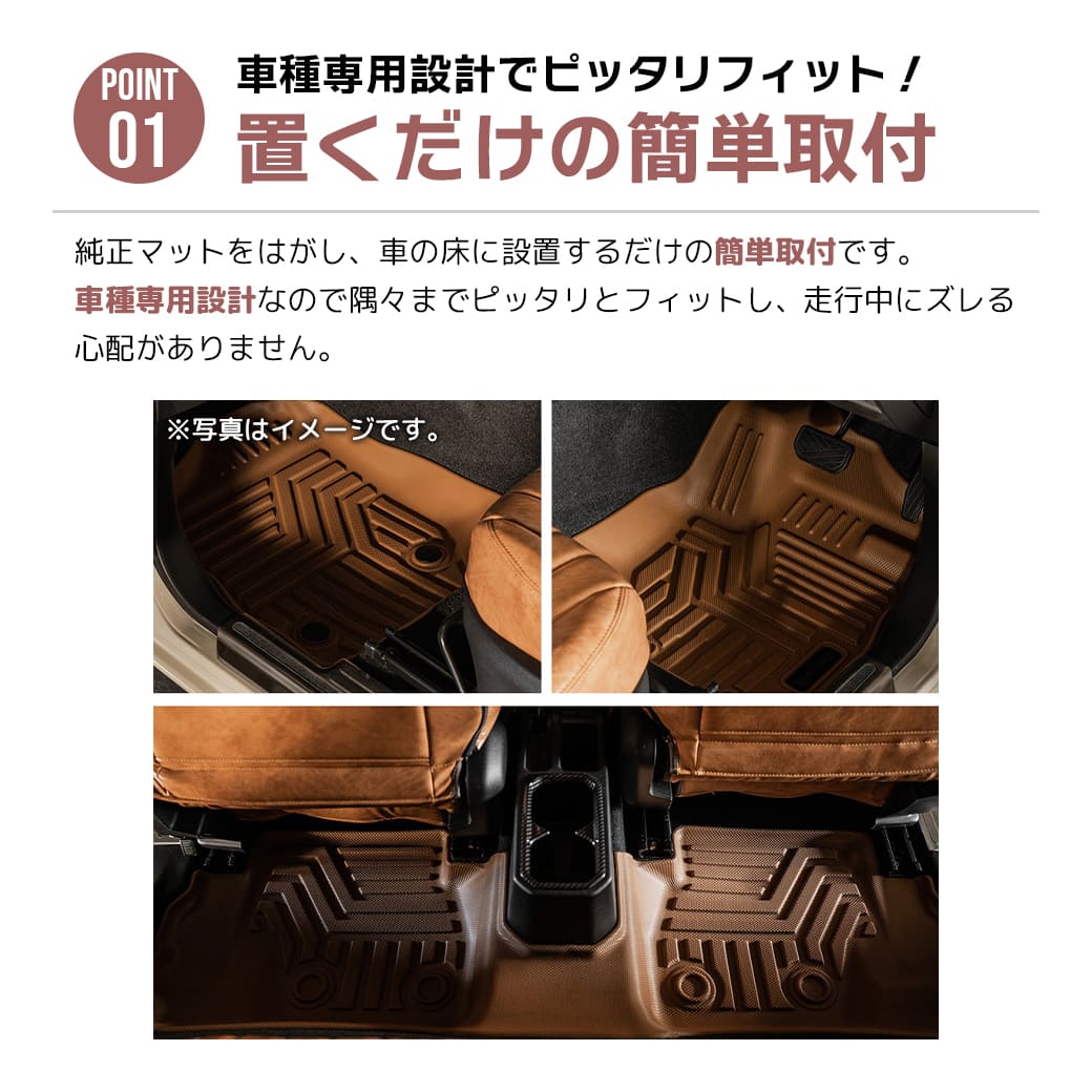 ★ 【キャメル・AT車専用】 3D フロアマット ジムニー ノマド 5ドア JC74W FC 3枚 3D立体成型 カーマット カスタム パーツ カー用品 TPE材質 汚れ防止 撥水 フロント リア 防水 水洗いOK ブラウン