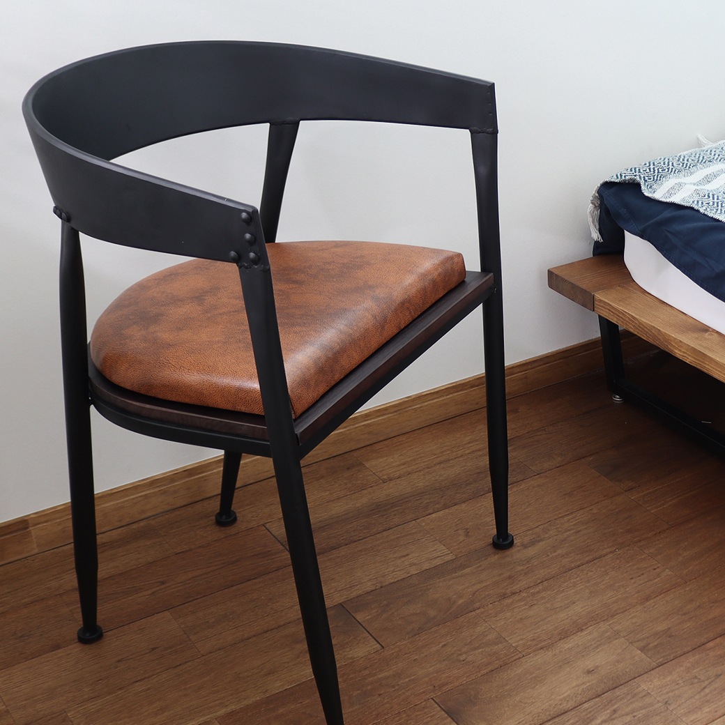 ダイニングチェア インテリア ダイニング リビング｜木 鉄 革 ヴィンテージ レトロ インダストリアル 男前 アンティーク チェア 椅子｜ヴィンテージ ウッド アイアン レザー チェア