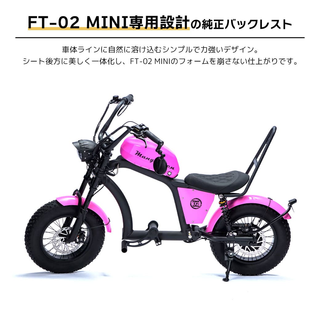 FT-02 MINI 純正バックレスト 車種専用設計 バイク 背もたれ スチールフレーム カスタム パーツ アクセサリー シンプル ブラック