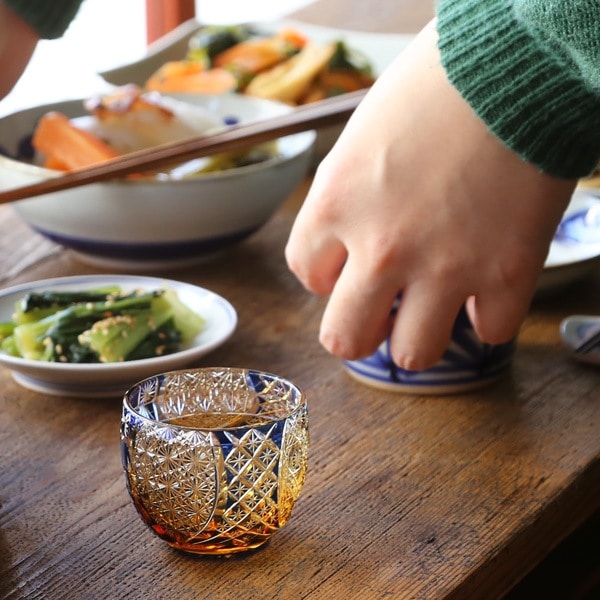 大場硝子 猪口 皇 瑠璃/琥珀 | メーカー別,あ行,大場硝子