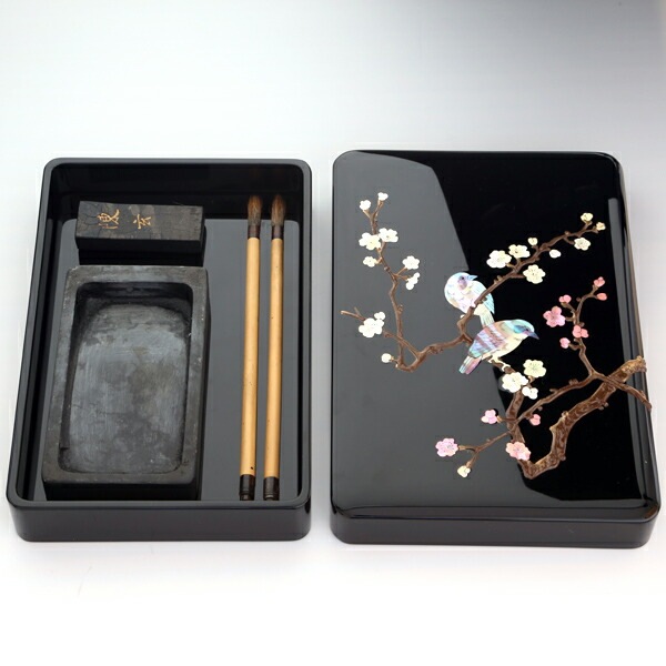 竹雀硯 千鳥蒔絵硯箱 | 古美術ささき