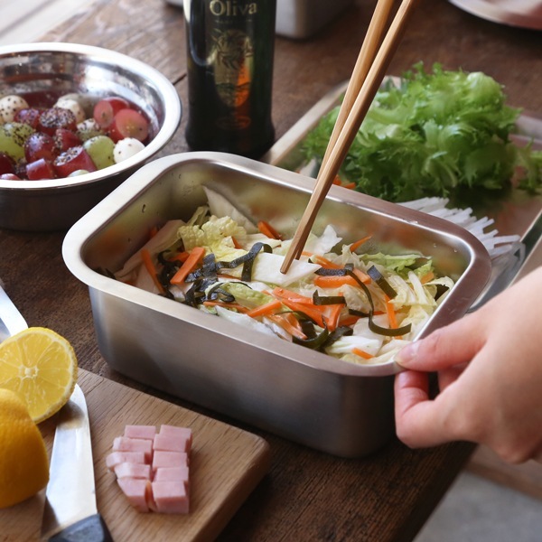 仔犬印 フラットエッジ 深型角バット 3点セット M(深型角バット・トレー・アミ)