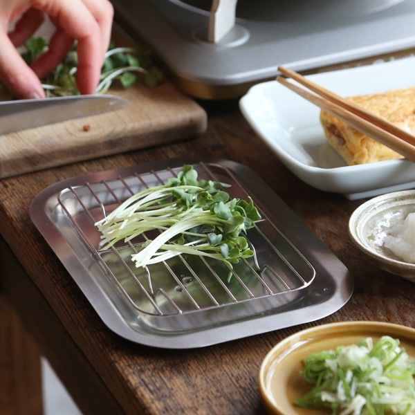 仔犬印 フラットエッジ 深型角バット 3点セット M(深型角バット・トレー・アミ)